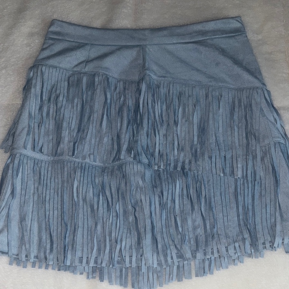Fringed Blue Skirt